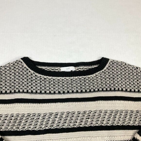 J.Jill Linen Blend Sweater Striped 3/4 Sleeve Knit Heavyweight Pullover Small - Picture 3 of 11